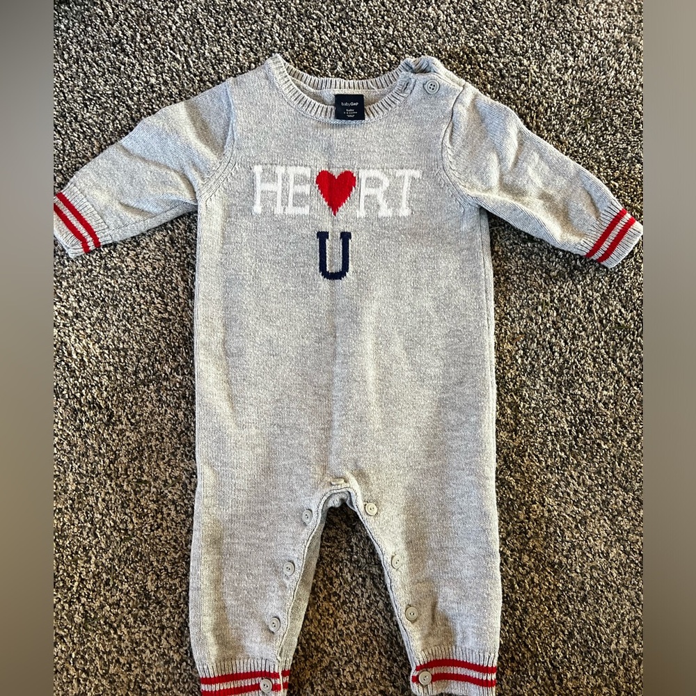 GAP Gray and Red Heart sweater One Piece